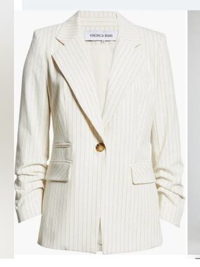 Veronica Beard Battista Cream Pinstripe Dickey Single-Button Blazer